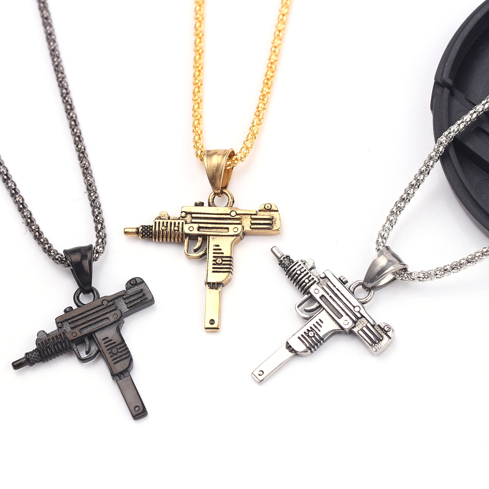 Men'S Accessories And Jewelry - จี้สร้อยคอรูปปืนอูซี่สไตล์พังก์ - เครื่องประดับฮิปฮอปแฟชั่นสำหรับผู้ชาย สร้างลุคเท่ห์และมีสไตล์