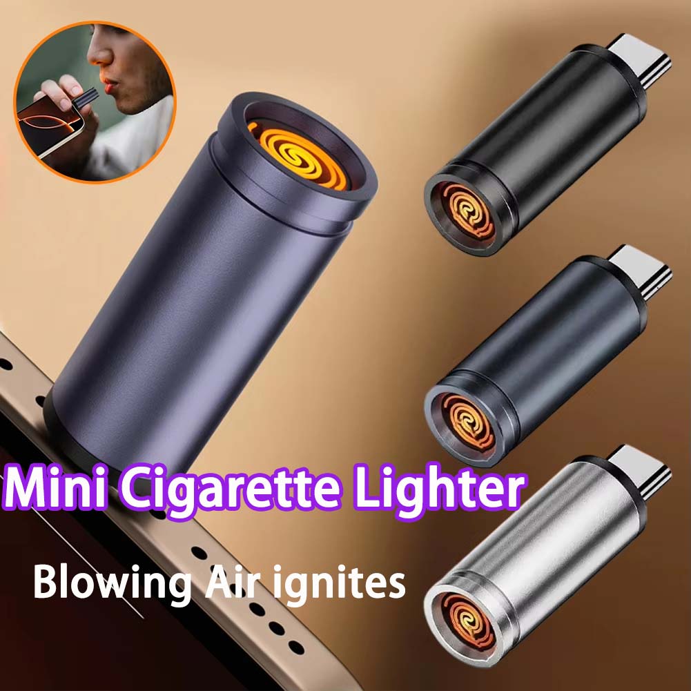Lighter Windproof - ไฟแช็กมือถือแบบ Type-C ขนาดเล็ก ไฟแช็กเป่าลม ไฟแช็กพกพาสำหรับใช้งานกลางแจ้ง ป้องกันลม