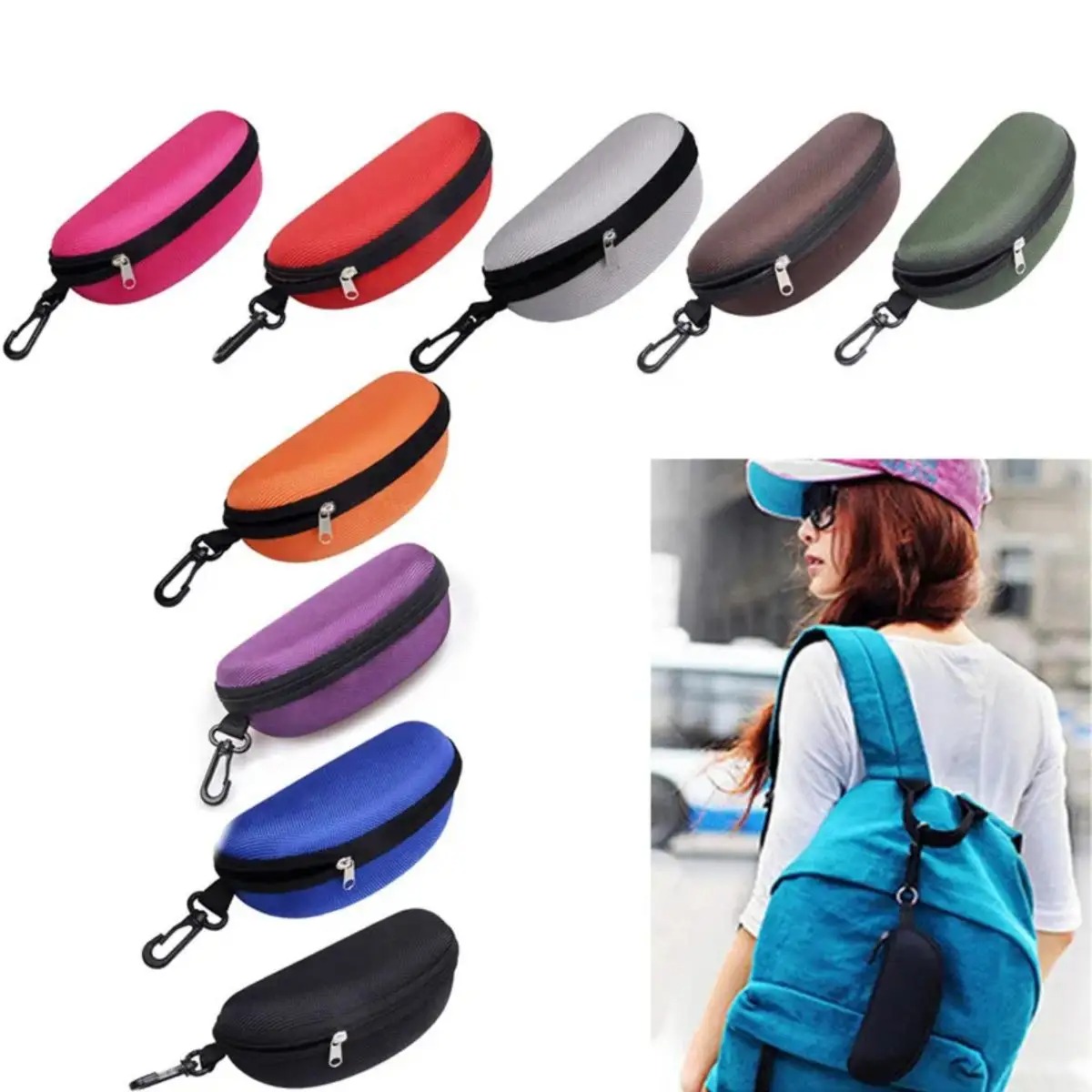 Men'S Accessories Cheap - กล่องเก็บแว่นตา แว่นกันแดด สำหรับผู้ชาย ผู้หญิง พร้อมซิปและตะขอเกี่ยว พกพาสะดวก