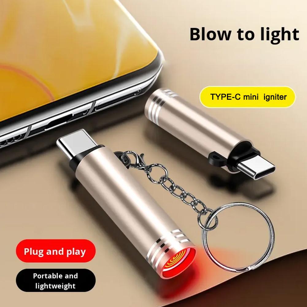 Lighter Windproof - ไฟแช็คไฟฟ้าแบบมินิ Type C กดเพื่อจุดไฟ ทนลม ไม่มีเปลวไฟ