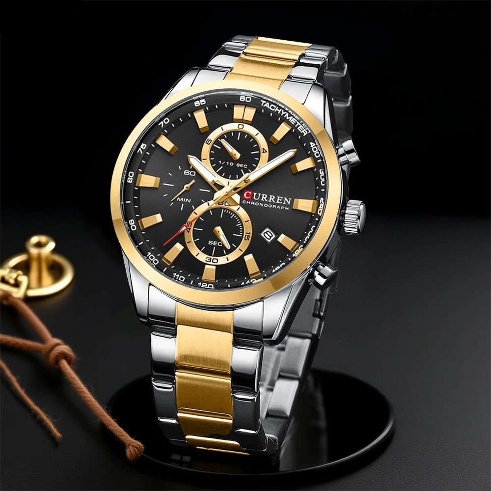 Men'S Accessories And Jewelry - CURREN ลำลองควอตซ์โครโนสปอร์ตนาฬิกาแบรนด์สำหรับผู้ชายสร้อยข้อมือสแตนเลสมัลติฟังก์ชั่นหน้าปัด 2023 นาฬิกาข้อมือวันที่