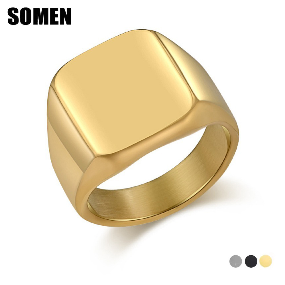 Signet Ring Men - แหวนแต่งงานผู้ชายทรงสี่เหลี่ยมทำจากทังสเตนคาร์ไบด์ ดีไซน์เรียบหรู เหมาะสำหรับเป็นแหวนหมั้น แหวนวันครบรอบ ของขวัญสำหรับงานปาร์ตี้ เครื่องประดับแฟชั่น