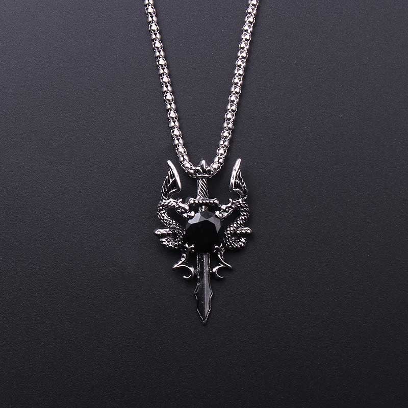 Men'S Accessories And Jewelry - ดับเบิ้ลดราก้อน แบล็ค เจม ครอสสร้อยคอพังก์จี้แบบกำหนดเองเครื่องประดับสำหรับผู้หญิงผู้ชายของขวัญอินเทรนด์