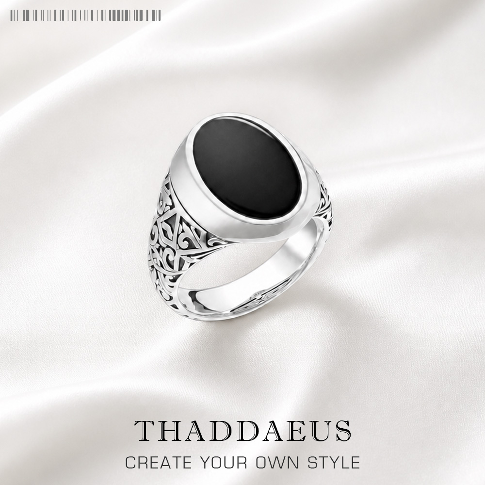 รูปไข่สีดํา Signet แหวนยุโรปสไ - Signet Ring Men บทวิจารณ์และราคา