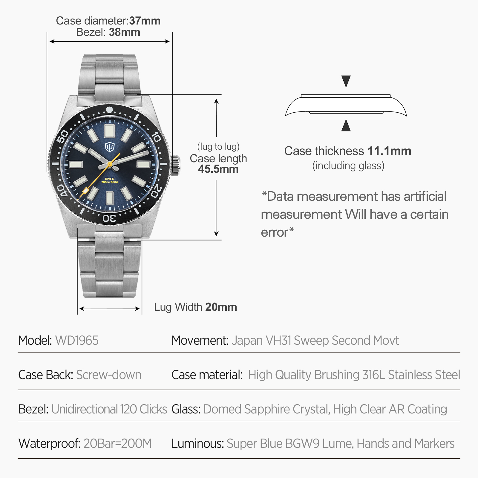 Watchdives นาฬิกาข้อมือผู้ชายร - Men'S Accessories And Jewelry บทวิจารณ์และราคา