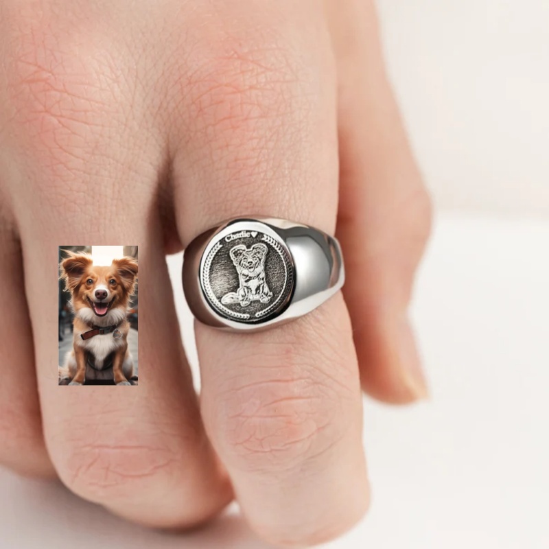 แหวนสลักลายรูปภาพตามสั่งสำหรับ - Signet Ring Men บทวิจารณ์และราคา