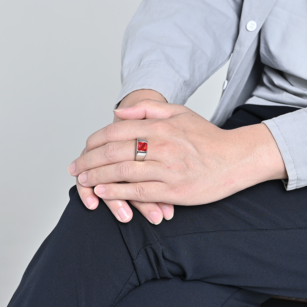 สแตนเลส Shinny เพทายสแควร์อัญม - Signet Ring Men บทวิจารณ์และราคา