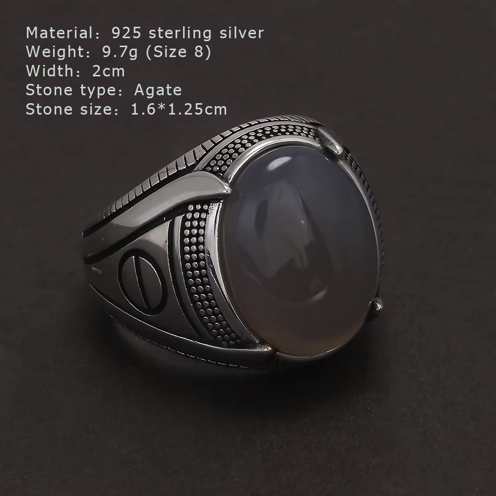 S925 เงินสเตอร์ลิง Agate Signe - Signet Ring Men บทวิจารณ์และราคา