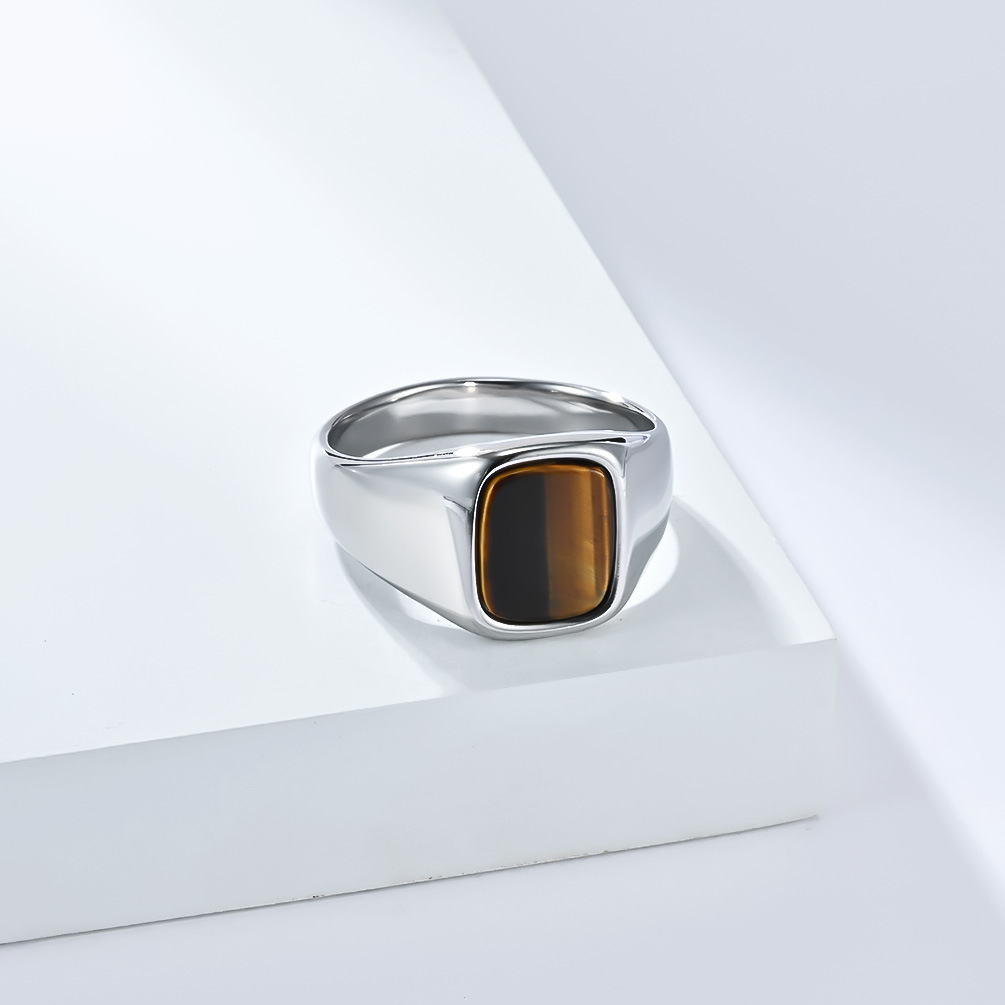 แหวนตราประทับสไตล์วินเทจแฟชั่น - Signet Ring Men บทวิจารณ์และราคา