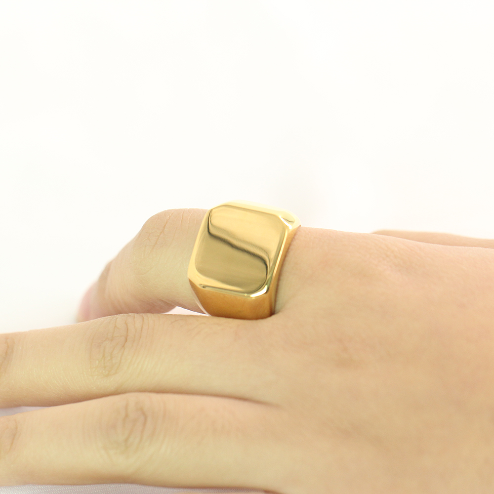ฟรีสลักใหม่แหวนเงิน/ทอง/ดำ/น้ำ - Signet Ring Men บทวิจารณ์และราคา
