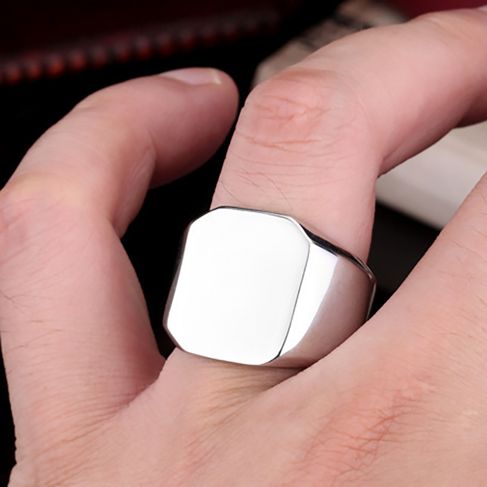 ฟรีสลักใหม่แหวนเงิน/ทอง/ดำ/น้ำ - Signet Ring Men บทวิจารณ์และราคา