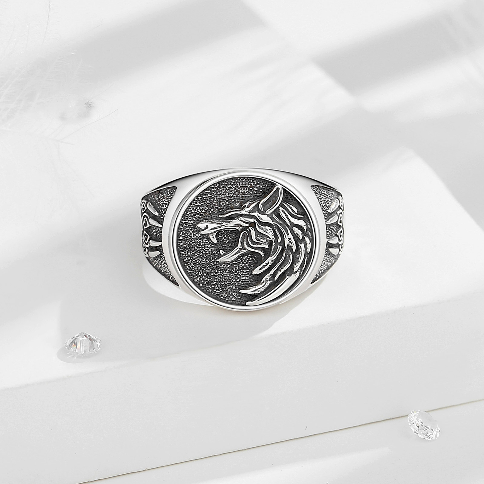 Eudora 925เงินสเตอร์ลิงไวกิ้งห - Signet Ring Men บทวิจารณ์และราคา