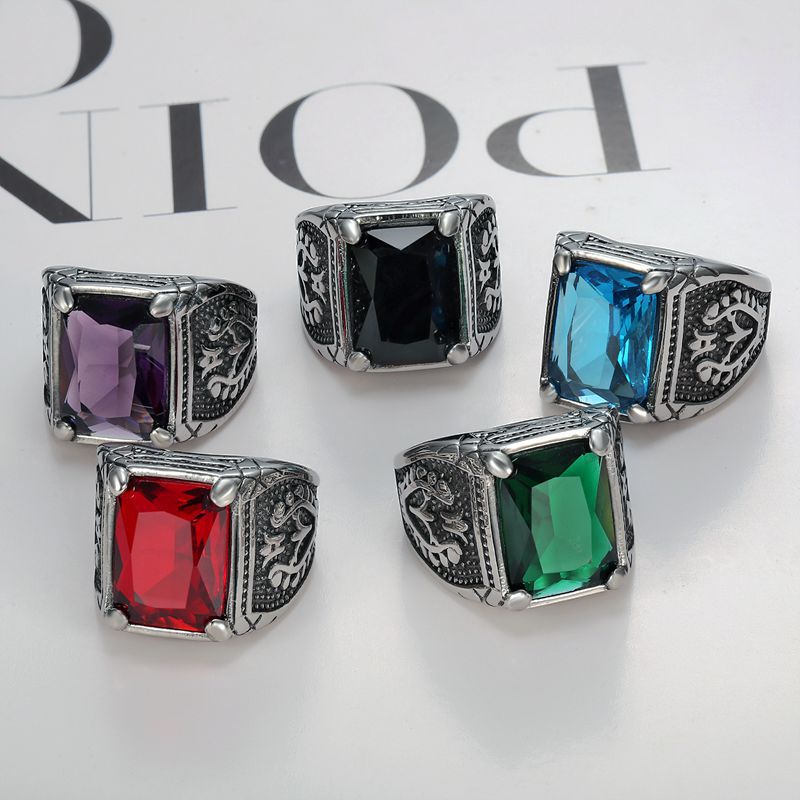 เงินสีผู้ชายสีแดงสีฟ้าSemi-Pre - Signet Ring Men บทวิจารณ์และราคา