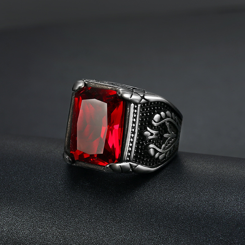 เงินสีผู้ชายสีแดงสีฟ้าSemi-Pre - Signet Ring Men บทวิจารณ์และราคา