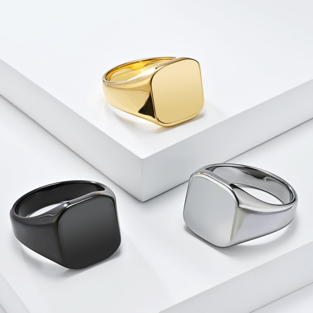 แหวนแต่งงานผู้ชายทรงสี่เหลี่ยม - Signet Ring Men บทวิจารณ์และราคา