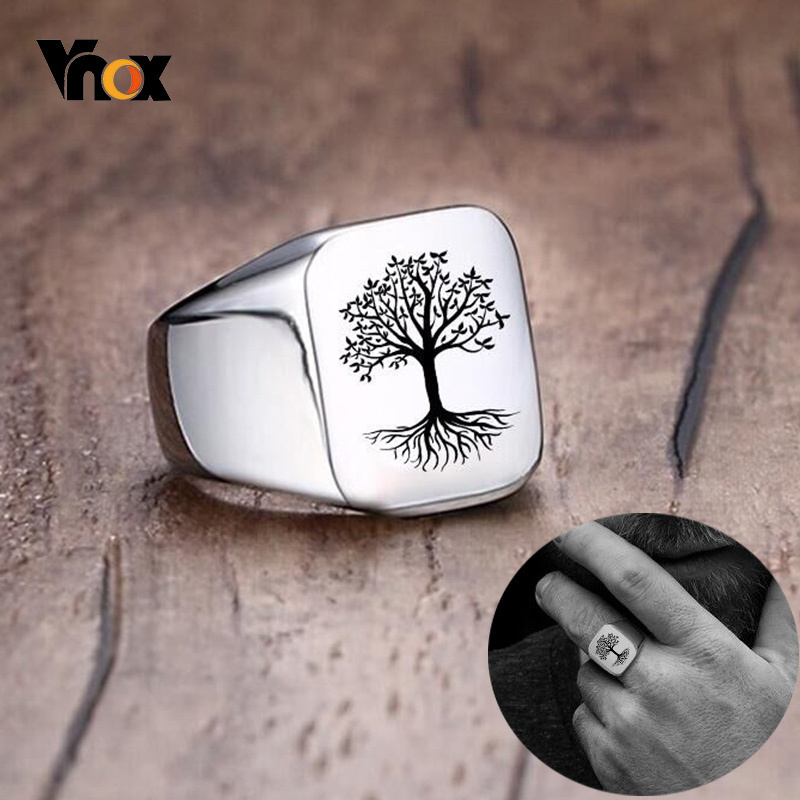 Vnox Punk Rock Tree Of Life Si - Signet Ring Men บทวิจารณ์และราคา
