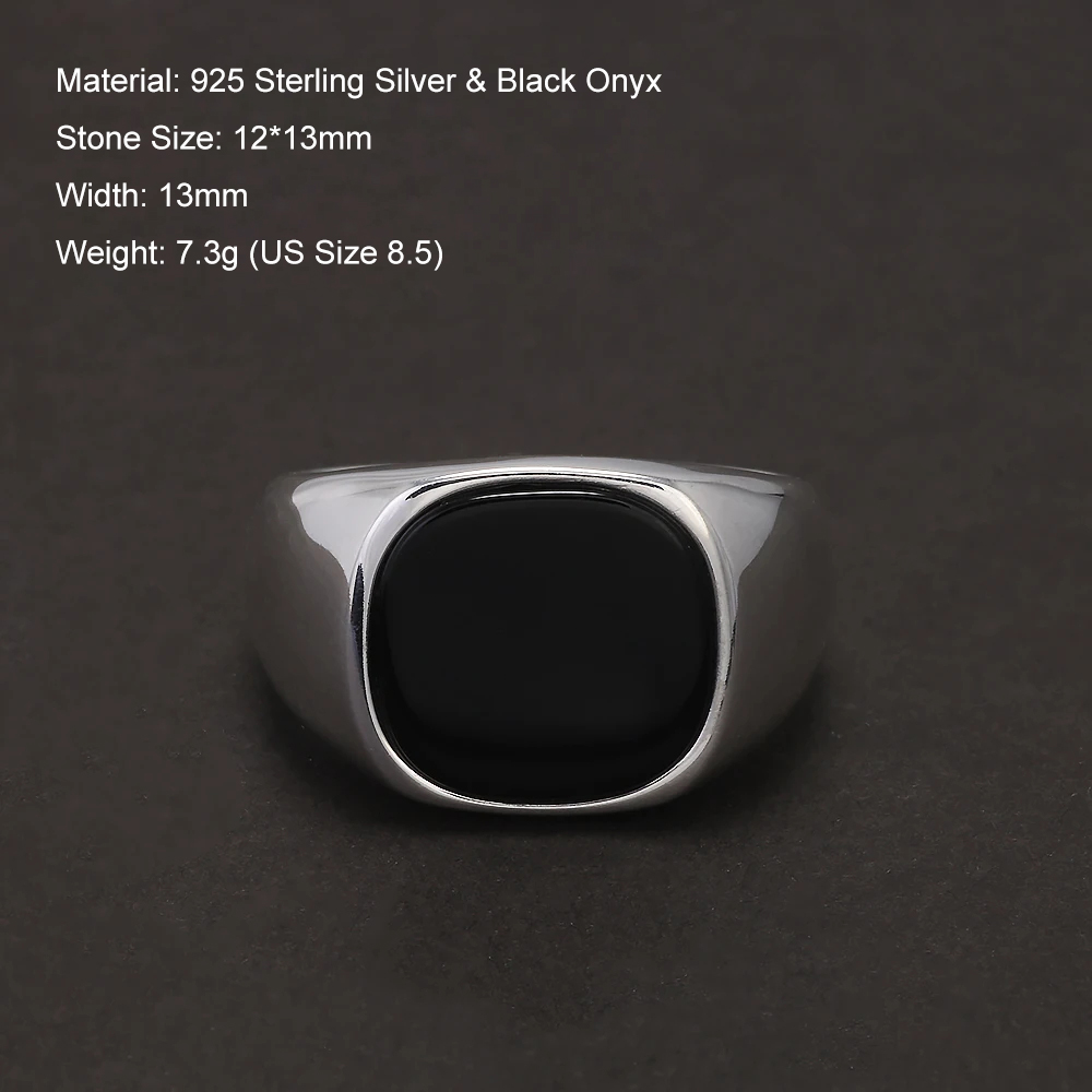S925 เงินสเตอร์ลิงสีดํา ONYX S - Signet Ring Men บทวิจารณ์และราคา