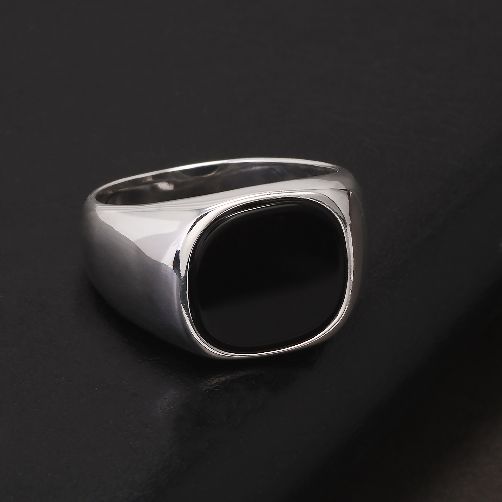 S925 เงินสเตอร์ลิงสีดํา ONYX S - Signet Ring Men บทวิจารณ์และราคา