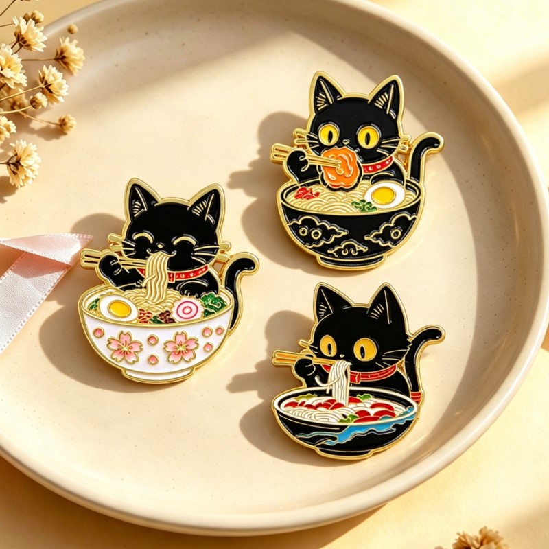เข็มกลัดโลหะรูปแมวดำน่ารักกำลั - Lapel Pin Enamel บทวิจารณ์และราคา