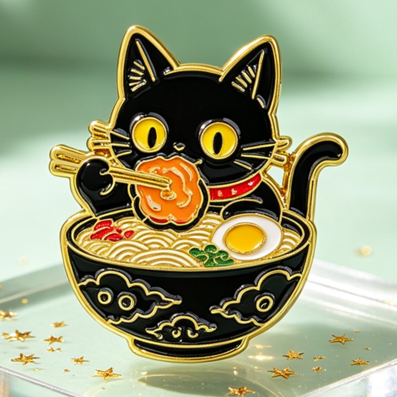 เข็มกลัดโลหะรูปแมวดำน่ารักกำลั - Lapel Pin Enamel บทวิจารณ์และราคา