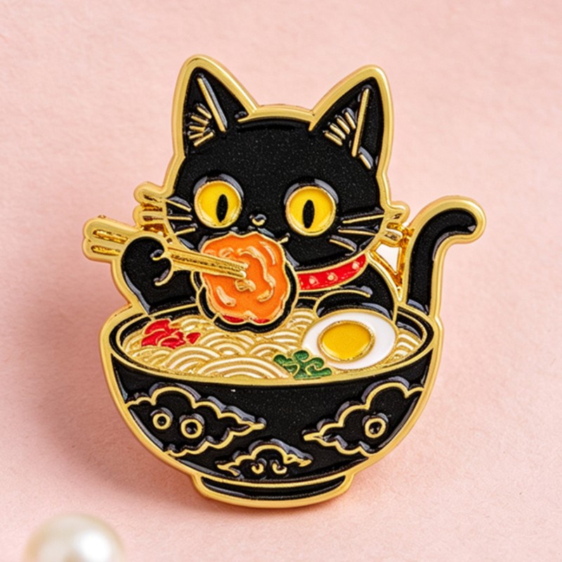 เข็มกลัดโลหะรูปแมวดำน่ารักกำลั - Lapel Pin Enamel บทวิจารณ์และราคา