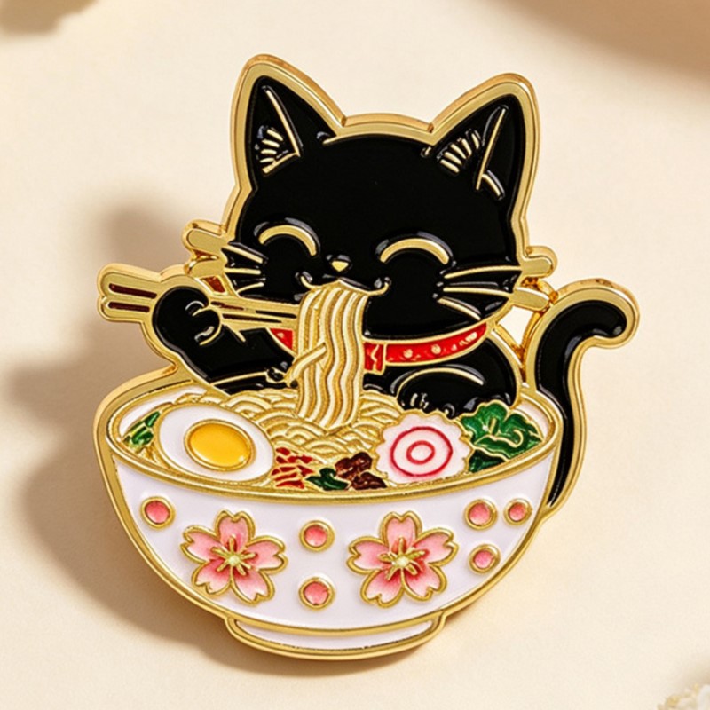 เข็มกลัดโลหะรูปแมวดำน่ารักกำลั - Lapel Pin Enamel บทวิจารณ์และราคา