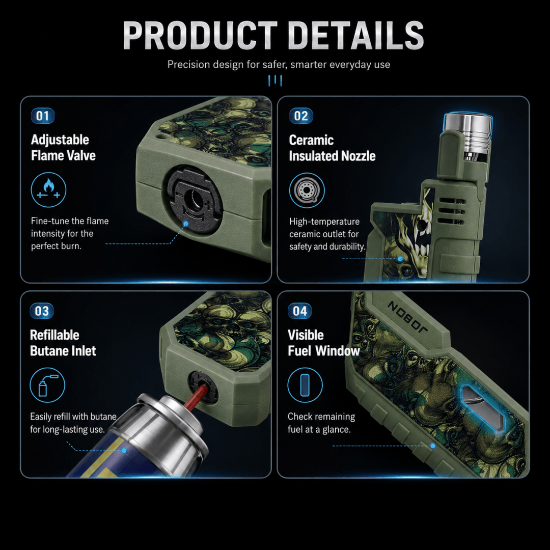 ไฟแช็คแก๊สบิวเทนสีน้ำเงินเมทัล - Lighter Windproof บทวิจารณ์และราคา