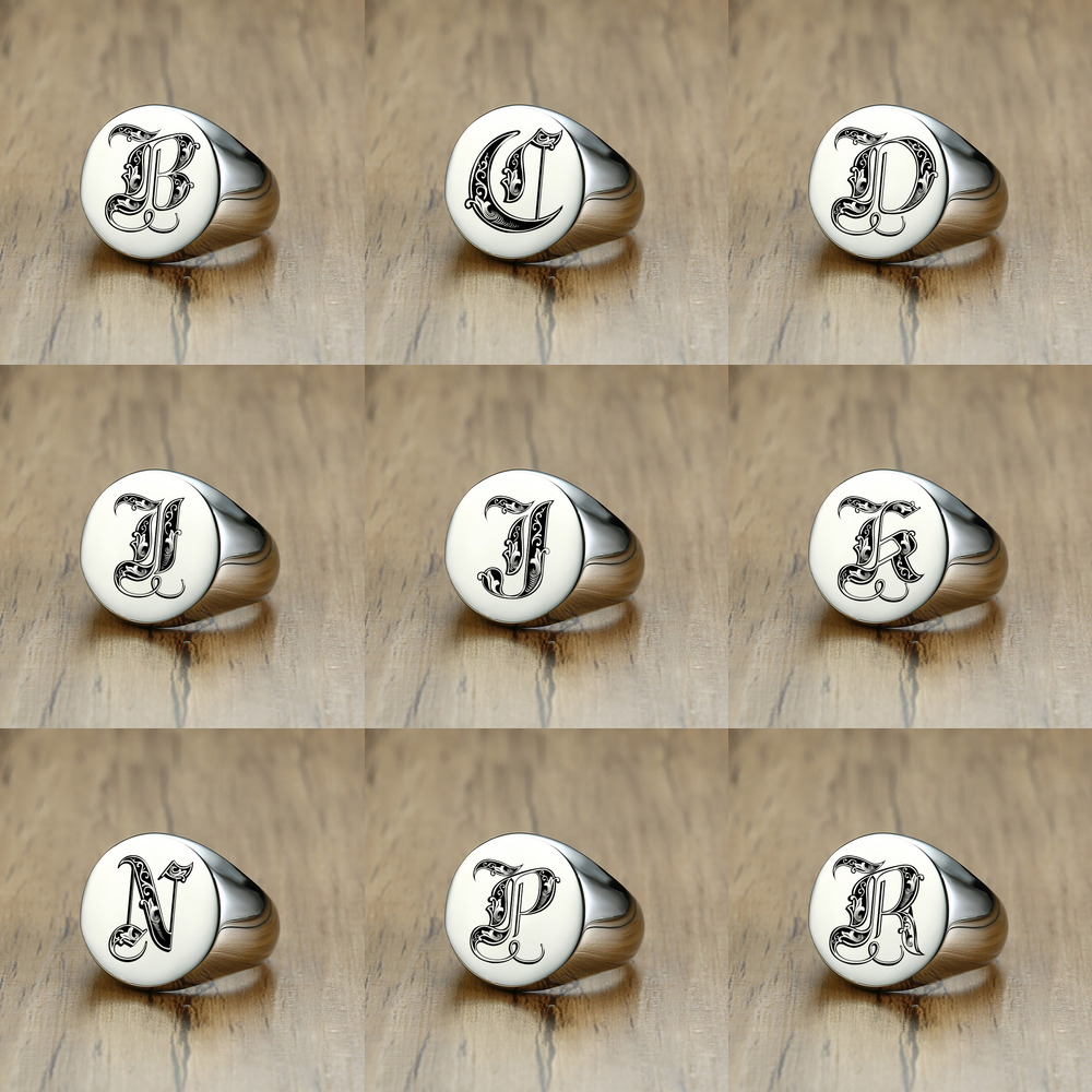 Vnox รูปแบบตัวอักษรเริ่มต้นแสต - Signet Ring Men บทวิจารณ์และราคา